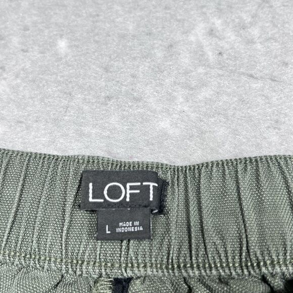 Loft Womens Large Green Wide Leg Cropped Palazzo Pull On Pleated High Rise Pant - Picture 10 of 12